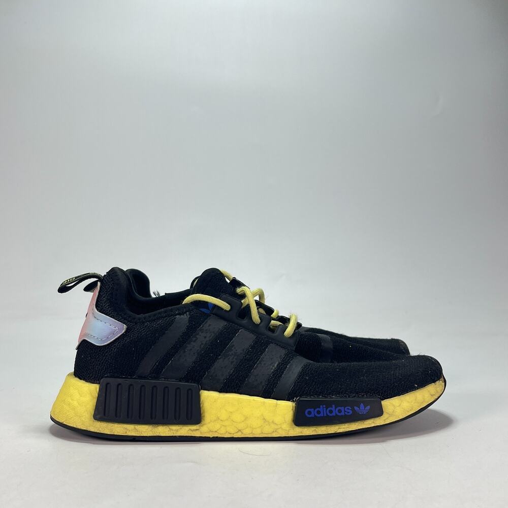 Adidas NMD R1 Black Yellow Iridescent Casual Streetwear Shoes GW6019 Youth Sz 2
